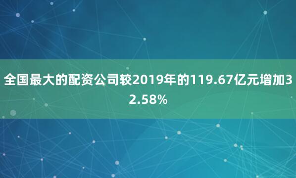 全国最大的配资公司较2019年的119.67亿元增加32.58%